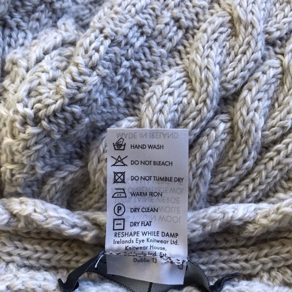 Islander XS Oversized Virgin Wool Cable Knit Gray Made In Ireland Cardigan Cozy - Picture 8 of 8